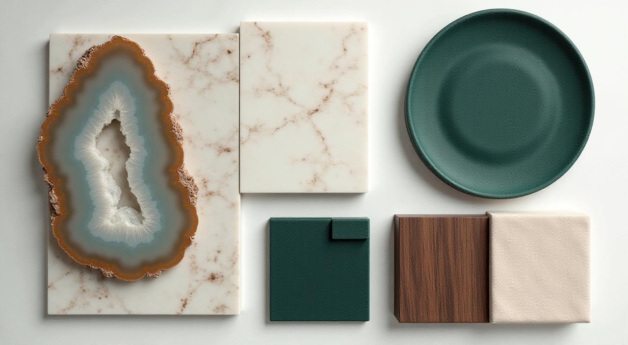 Koleksi sampel batuan alam mewah dan tekstur tekstil