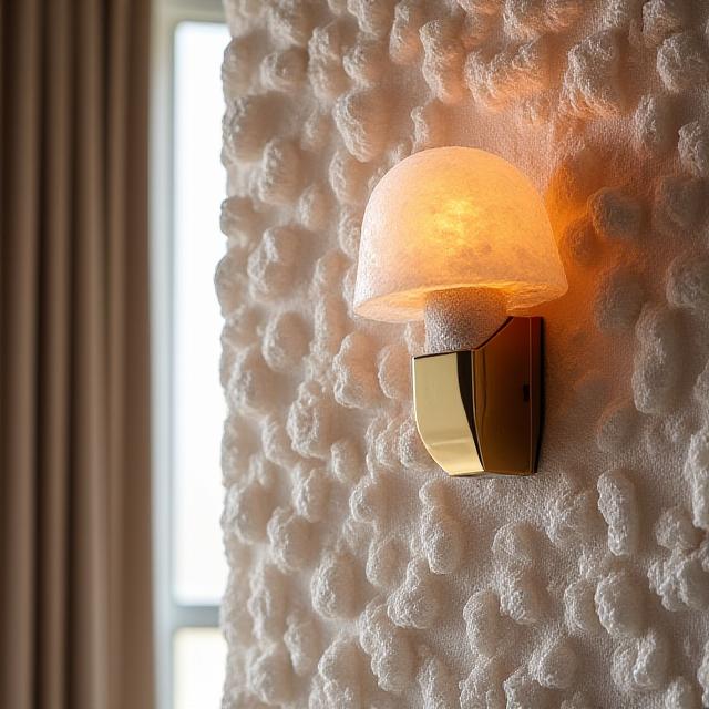 Dinding aksen interior menggunakan panel mineral kuarsa