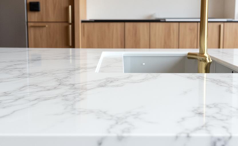 Dapur modern dengan material kuarsa